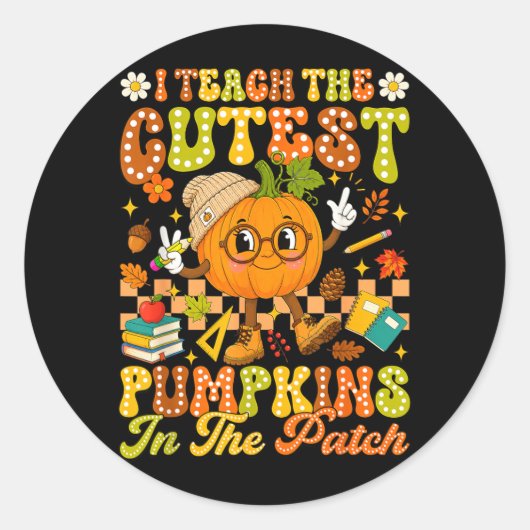 Leer de leukste pompoen in de patch herfst ronde sticker (Voorkant)