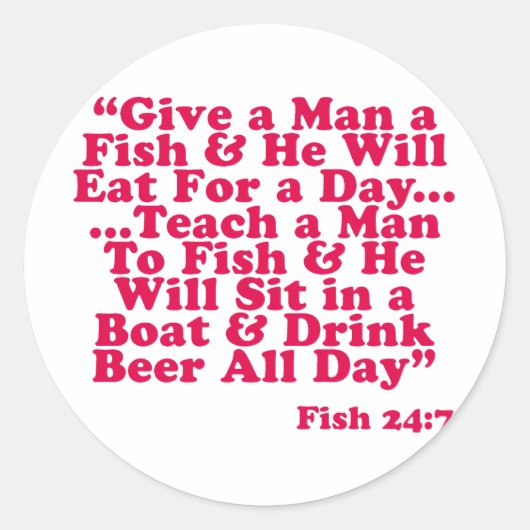 Leer een Man om te vissen Ronde Sticker (Voorkant)