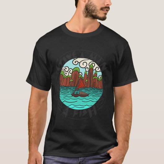 Leer een man vissen t-shirt (Voorkant)