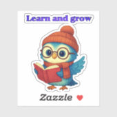 Leer en groei - Schattigee uil lezen Sticker (3") (Vel)