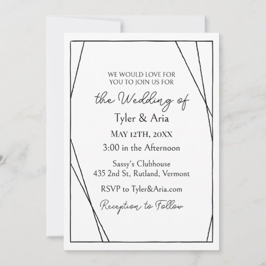 Leer en kant moderne minimalistische bruiloft kaart (Voorkant)