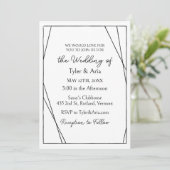 Leer en kant moderne minimalistische bruiloft kaart (Staand voorkant)