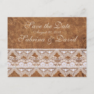 leer en kant Save the Date Briefkaart
