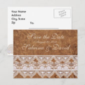 leer en kant Save the Date Briefkaart (Voorkant / Achterkant)