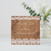 Leer en Lace sparen de Datum Save The Date (Staand voorkant)