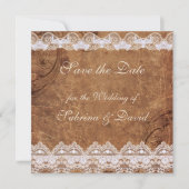 Leer en Lace sparen de Datum Save The Date (Voorkant)