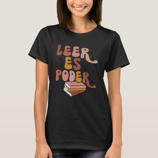 Leer Es Poder Groovy Spaans leraar Bilingual Mae T-shirt (Voorkant)