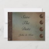 Leer (faux) en Turquoise Grunge Save The Date (Voorkant)