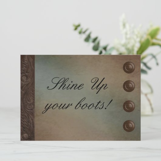 Leer (faux) en Turquoise Shine Up Your Boots Kaart (Staand voorkant)