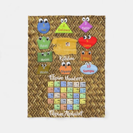 Leer Filippijnse alfabet en Nummers "banig stijl" Fleece Deken (Voorkant)
