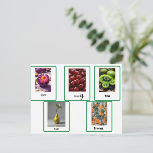 Leer fruit spelling in het Engels Briefkaart (Staand voorkant)