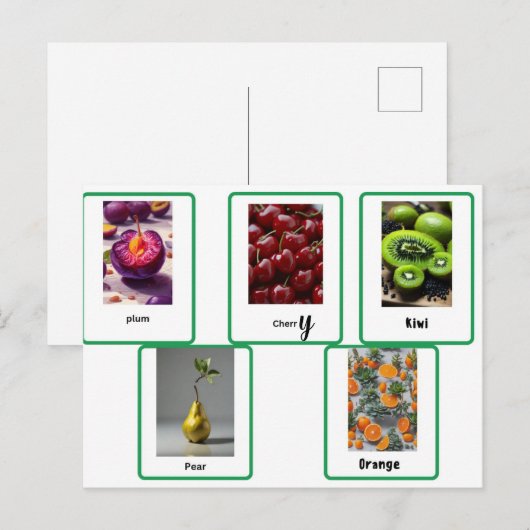 Leer fruit spelling in het Engels Briefkaart (Voorkant / Achterkant)