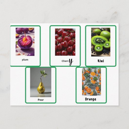 Leer fruit spelling in het Engels Briefkaart (Voorkant)
