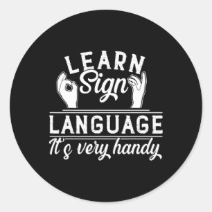 Leer Gebarentaal Asl Docent Dove Bewustwording Ronde Sticker