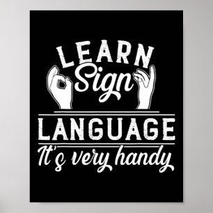 Leer gebarentaal ASL leraar dove bewustzijn Poster