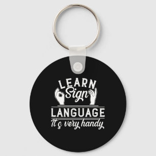 Leer gebarentaal ASL leraar dove bewustzijn Sleutelhanger
