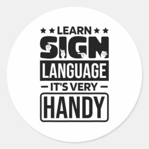 Leer gebarentaal IT'S Zeer handigLeer gebarent Ronde Sticker