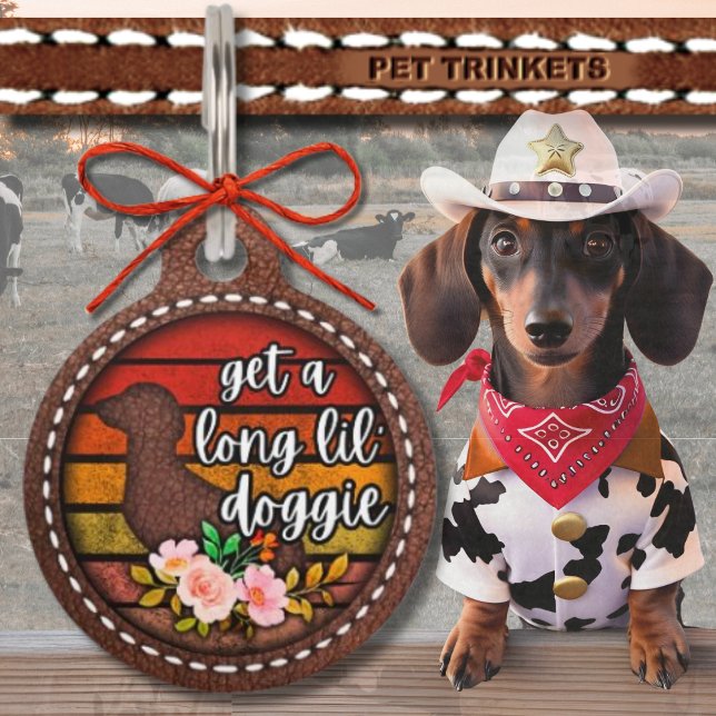 Leer Get a Long Little Doggie Westerne Teckel Huisdierpenning (Creator heeft geüpload)
