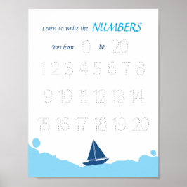 Leer getallen 0–20 poster voor kinderen te schrijv