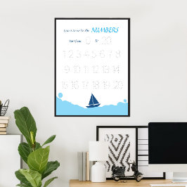Leer getallen 0–20 poster voor kinderen te schrijv