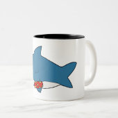 Leer haaien zwemmen tweekleurige koffiemok (Voorkant rechts)