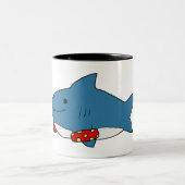 Leer haaien zwemmen tweekleurige koffiemok (Center)