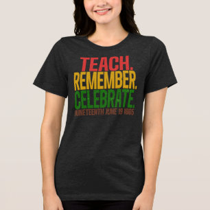 Leer Herinner Vieren Juneteenth 1865 Erfgoed Tri-Blend Shirt