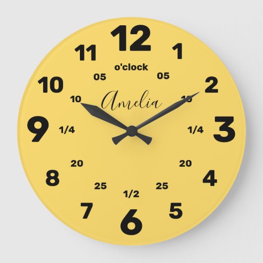 Leer het tijdstip | Gepersonaliseerd | Naam Groot Grote Klok (Voorkant)