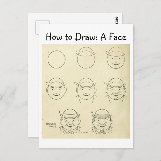  Leer hoe je een rond gezicht tekent Briefkaart (Voorkant / Achterkant)