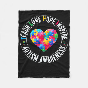 Leer Hoop Liefde Inspire Autisme Bewustzijn Onders Fleece Deken