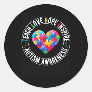 Leer Hoop Liefde Inspire Autisme Bewustzijn Onders Ronde Sticker