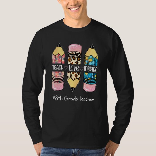 Leer Inspire Liefde Potlood Luipaard Leuk 8e Graad T-shirt (Voorkant)