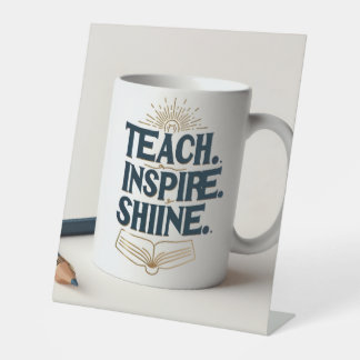 Leer. Inspireer. Schijn. Docentenmok Reclamebord Met Voetstuk