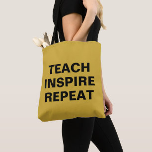 Leer Inspireren Herhalen Motiverend Ontwerp M Goud Tote Bag