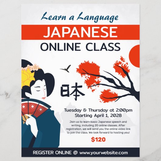 Leer Japans Taalklasse Flyer Sjabloon (Voorkant)