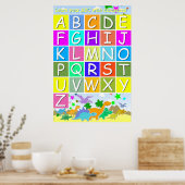 Leer je ABC met Dinosauriërs die brieven lezen Poster (Keuken)