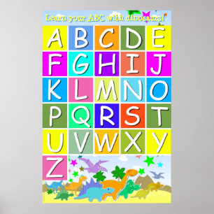 Leer je ABC met dinosauriërs die letters lezen Poster