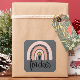 Leer Leraar Liefde Inspireren Cadeau Regenboog Vierkante Sticker