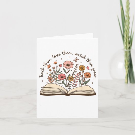 Leer Leraar Wildflower Terug naar School Eerste Da Kaart (Voorkant)