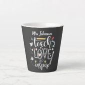 leer liefde inspireert favoriete leraar cool latte mok (Voorkant)