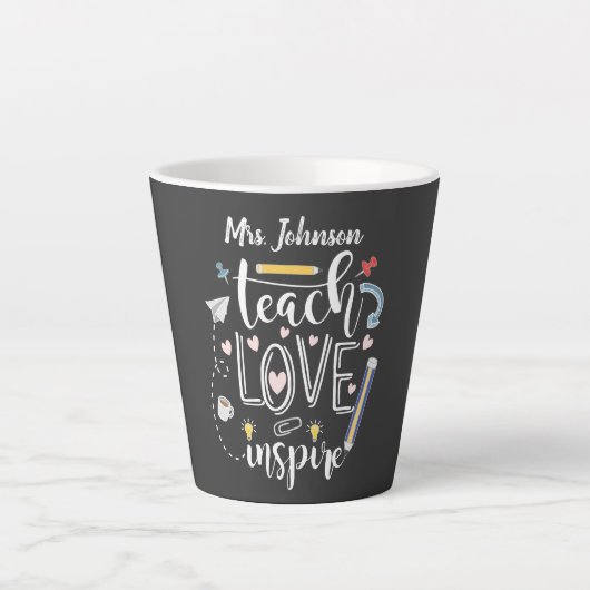 leer liefde inspireert favoriete leraar cool latte mok (Voorkant)