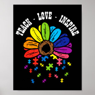 Leer Liefde Inspireren Bloem Autisme Bewustzijn Le Poster