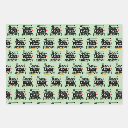 Leer liefde inspireren favoriete leraar cadeauverp inpakpapier vel (Voorkant)