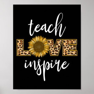 Leer Liefde Inspireren Grappige Luipaard Zonnebloe Poster