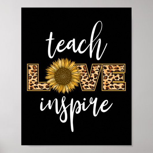 Leer Liefde Inspireren Grappige Luipaard Zonnebloe Poster (Voorkant)