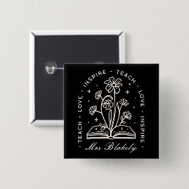 Leer liefde inspireren hekserige leraar gepersonal vierkante button 5,1 cm