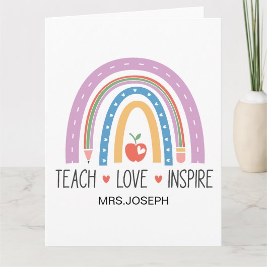 Leer Liefde Inspireren Leraar Bedankkaart (Voorkant)