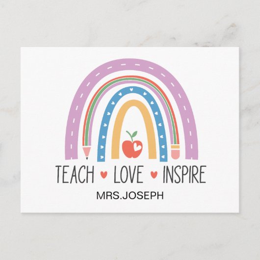 Leer Liefde Inspireren Leraar Briefkaart (Voorkant)