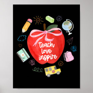 Leer Liefde Inspireren Leraar Coquette Strik Apple Poster