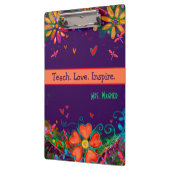 Leer Liefde Inspireren Leraar Floral Kleurrijke Qu Klembord (Links)